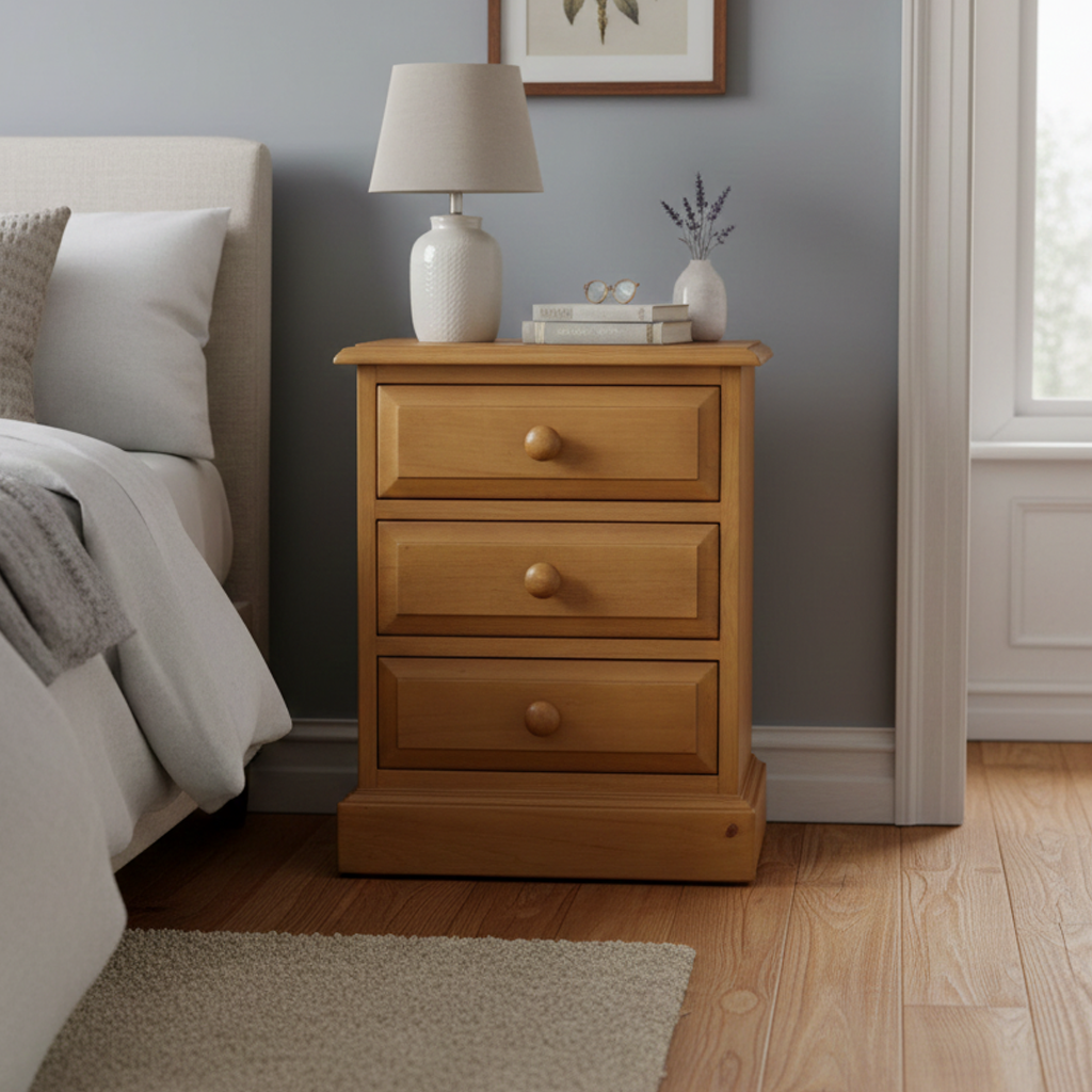 Maple 3 Drawer Bedside Table – Own Furniture