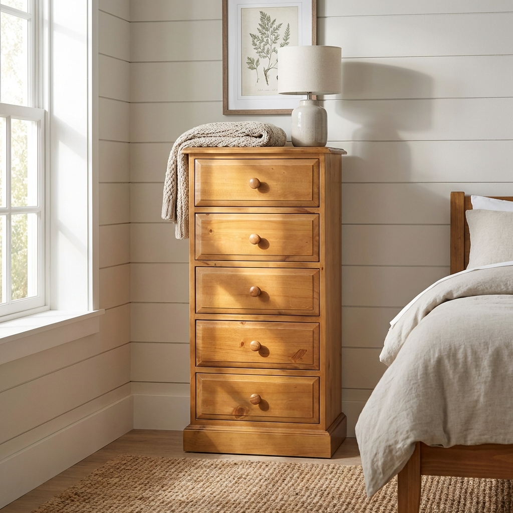Maple 5 Drawer Tallboy Chest of Drawers