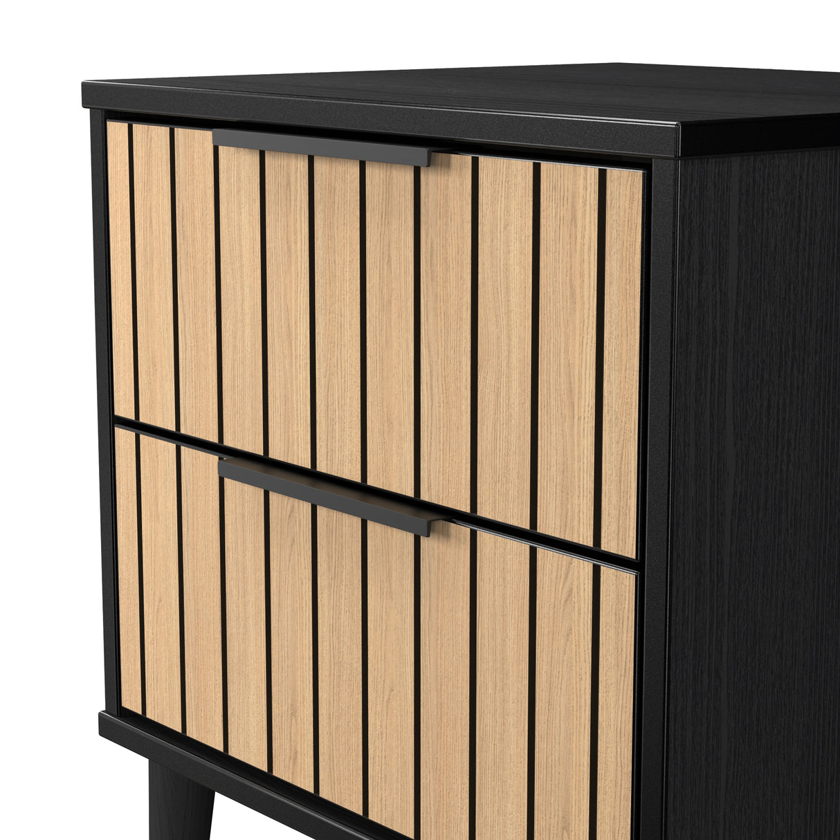 Fiji Oak Slatted 2 Drawer Bedside Cabinet