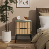 Fiji Oak Slatted 2 Drawer Bedside Cabinet