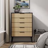 Fiji Oak Slatted 5 Drawer Chest