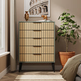 Fiji Oak Slatted 5 Drawer Chest