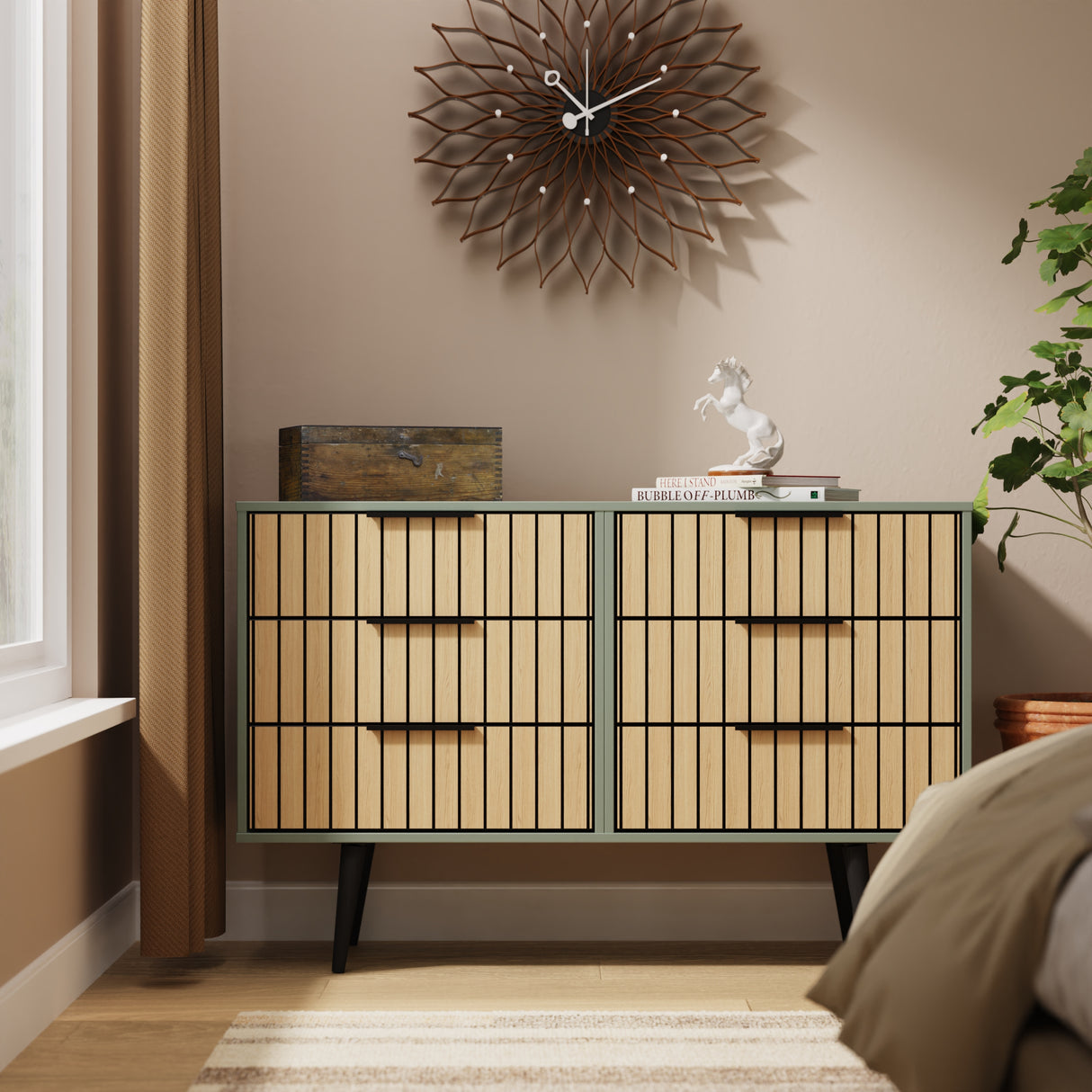 Fiji Oak Slatted 6 Drawer Chest