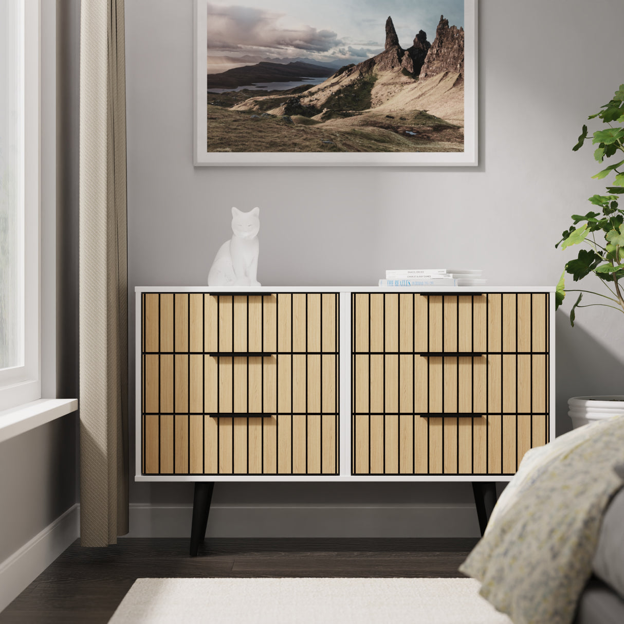 Fiji Oak Slatted 6 Drawer Chest