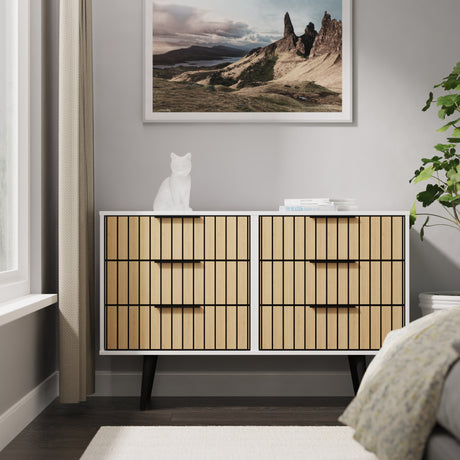 Fiji Oak Slatted 6 Drawer Chest