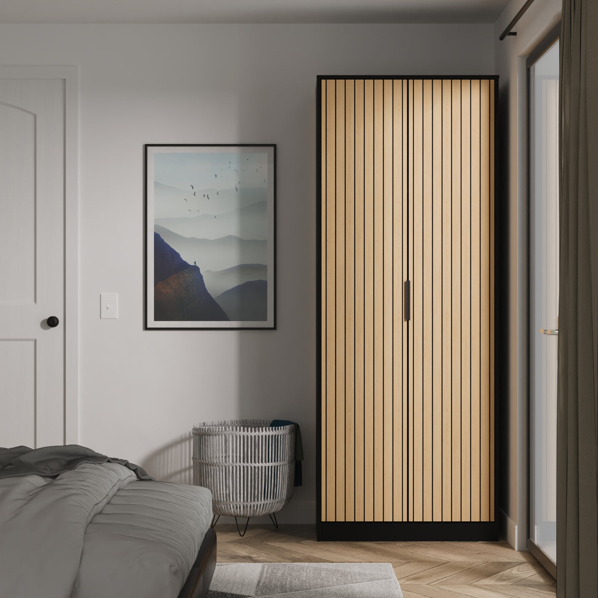 Fiji Oak Slatted 2 Door Wardrobe