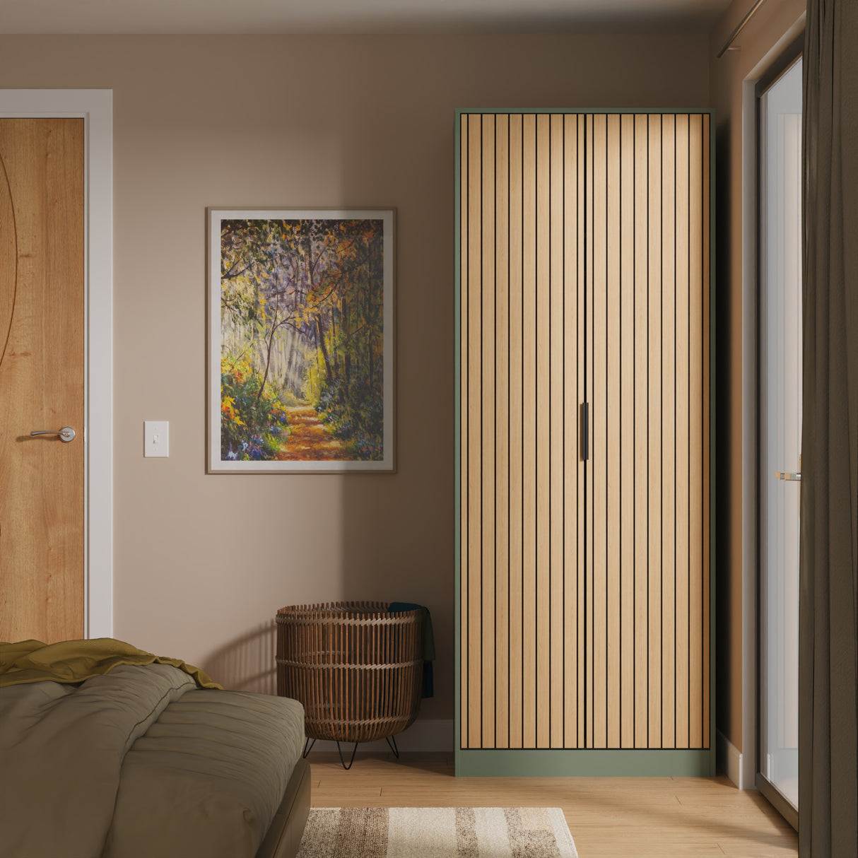 Fiji Oak Slatted 2 Door Wardrobe