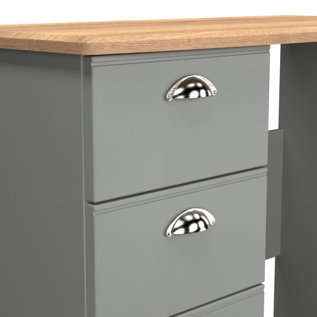 Victoria 3 Drawer Single Pedestal Dressing Table with Oak Top