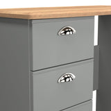 Victoria 3 Drawer Single Pedestal Dressing Table with Oak Top