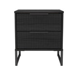 Fluted 2 Drawer Bedside Table with Black Sleigh Legs