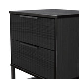 Fluted 2 Drawer Bedside Table with Black Sleigh Legs