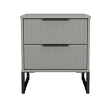 Fluted 2 Drawer Bedside Table with Black Sleigh Legs