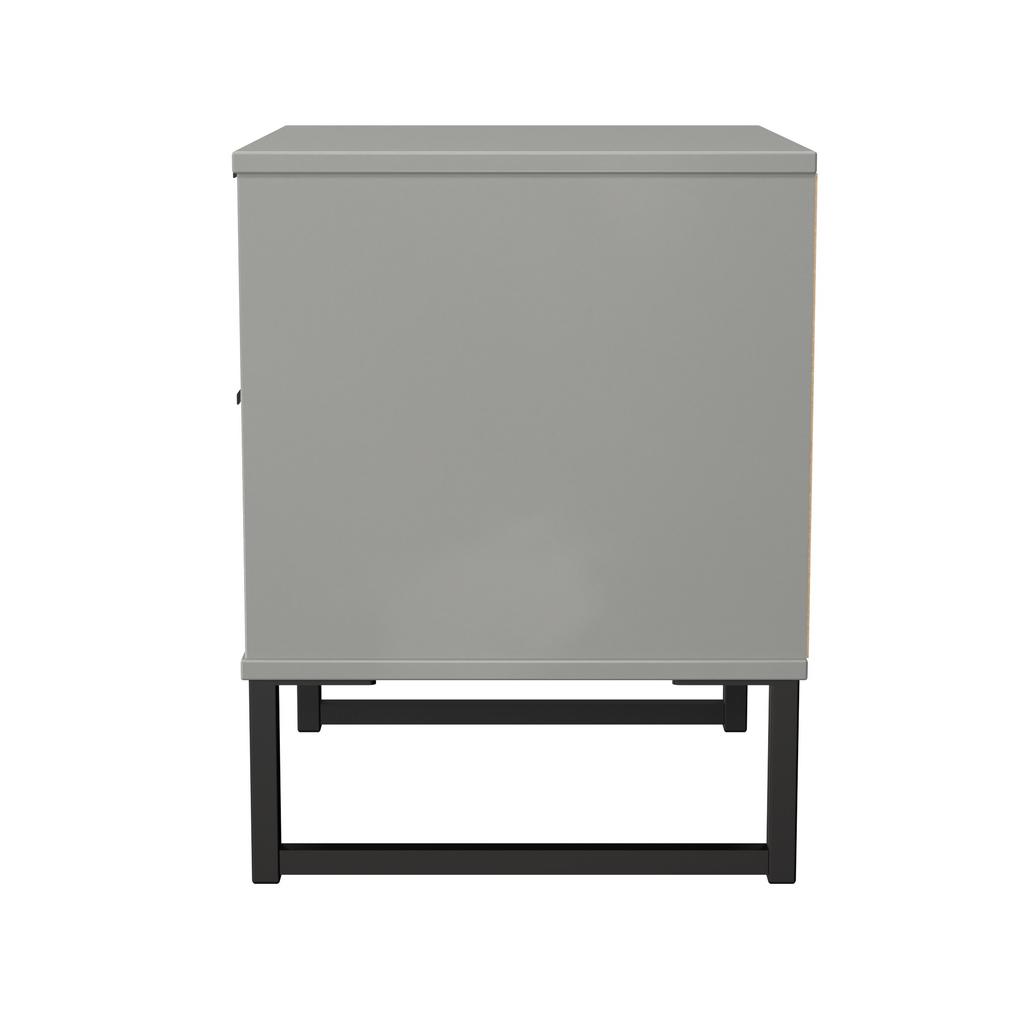 Fluted 2 Drawer Bedside Table with Black Sleigh Legs