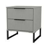 Fluted 2 Drawer Bedside Table with Black Sleigh Legs