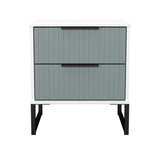 Fluted 2 Drawer Bedside Table with Black Sleigh Legs