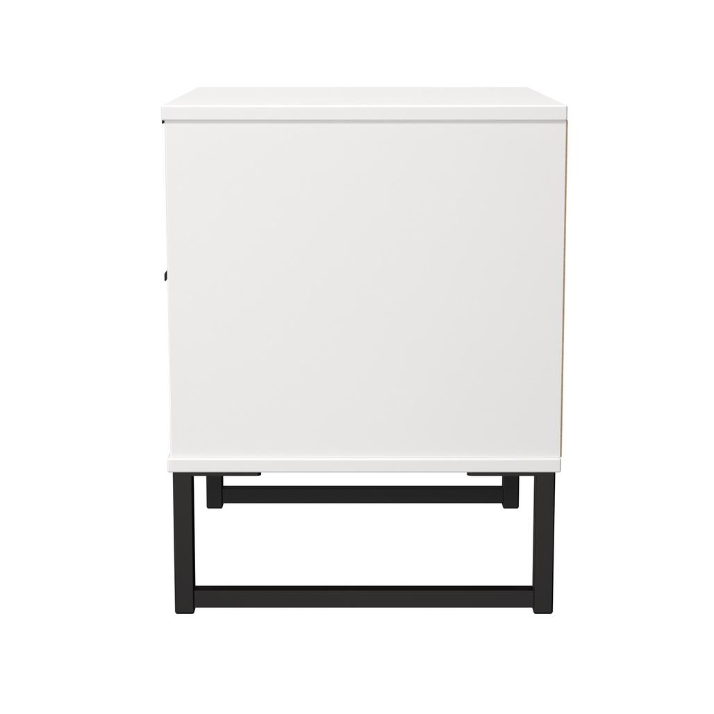 Fluted 2 Drawer Bedside Table with Black Sleigh Legs
