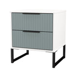 Fluted 2 Drawer Bedside Table with Black Sleigh Legs