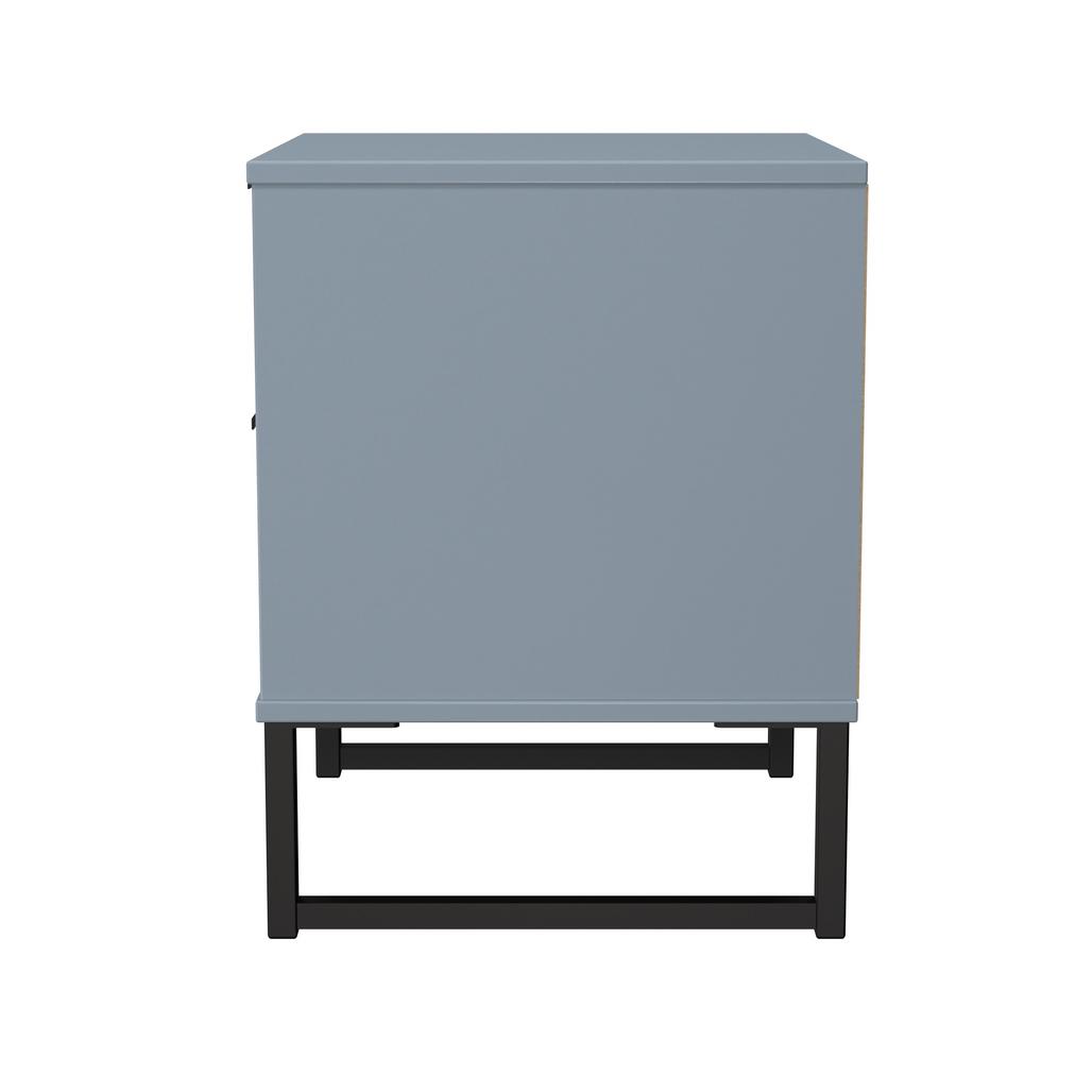 Fluted 2 Drawer Bedside Table with Black Sleigh Legs