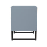 Fluted 2 Drawer Bedside Table with Black Sleigh Legs