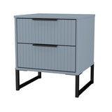 Fluted 2 Drawer Bedside Table with Black Sleigh Legs
