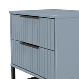 Fluted 2 Drawer Bedside Table with Black Sleigh Legs