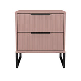 Fluted 2 Drawer Bedside Table with Black Sleigh Legs