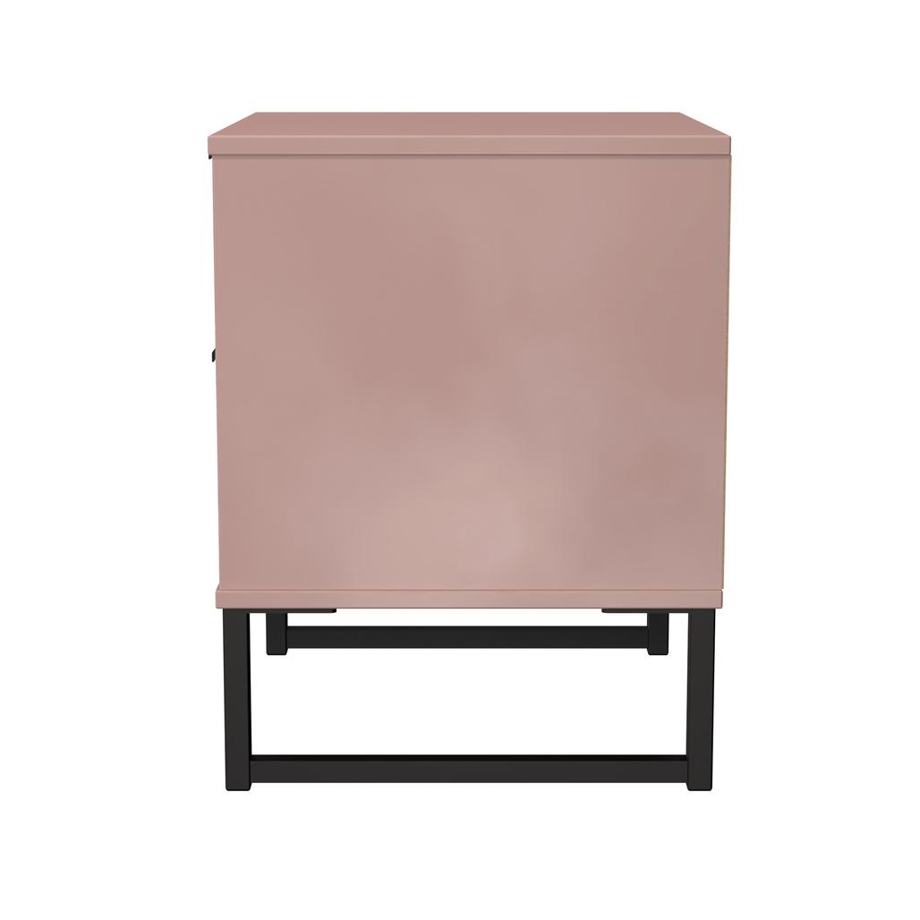 Fluted 2 Drawer Bedside Table with Black Sleigh Legs