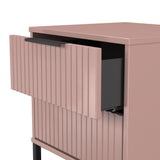 Fluted 2 Drawer Bedside Table with Black Sleigh Legs