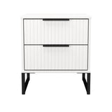 Fluted 2 Drawer Bedside Table with Black Sleigh Legs