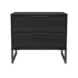 Fluted 2 Drawer Midi Chest with Black Sleigh Legs