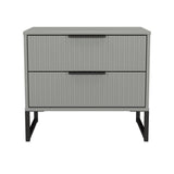 Fluted 2 Drawer Midi Chest with Black Sleigh Legs