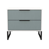 Fluted 2 Drawer Midi Chest with Black Sleigh Legs