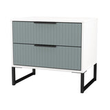 Fluted 2 Drawer Midi Chest with Black Sleigh Legs