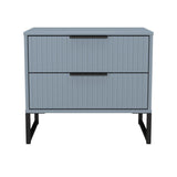 Fluted 2 Drawer Midi Chest with Black Sleigh Legs