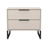 Fluted 2 Drawer Midi Chest with Black Sleigh Legs