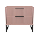 Fluted 2 Drawer Midi Chest with Black Sleigh Legs