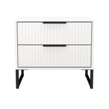 Fluted 2 Drawer Midi Chest with Black Sleigh Legs