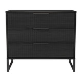 Fluted 3 Drawer Chest with Black Sleigh Legs