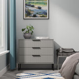 Fluted 3 Drawer Chest with Black Sleigh Legs
