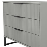 Fluted 3 Drawer Chest with Black Sleigh Legs