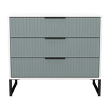 Fluted 3 Drawer Chest with Black Sleigh Legs