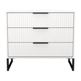 Fluted 3 Drawer Chest with Black Sleigh Legs