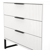 Fluted 3 Drawer Chest with Black Sleigh Legs