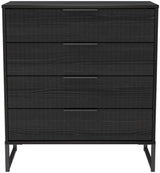 Fluted 4 Drawer Chest with Black Sleigh Legs