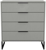 Fluted 4 Drawer Chest with Black Sleigh Legs