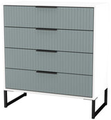 Fluted 4 Drawer Chest with Black Sleigh Legs