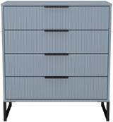 Fluted 4 Drawer Chest with Black Sleigh Legs