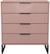 Fluted 4 Drawer Chest with Black Sleigh Legs