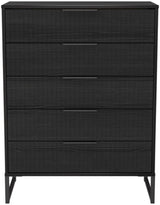 Fluted 5 Drawer Chest with Black Sleigh Legs