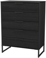 Fluted 5 Drawer Chest with Black Sleigh Legs